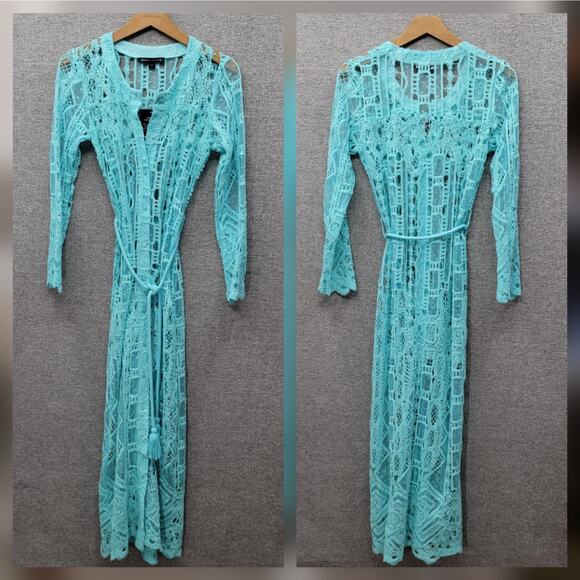 BOSTON PROPER MESH CROCHET MIX DUSTER, SIZE. S ,NWT - Picture 3 of 7